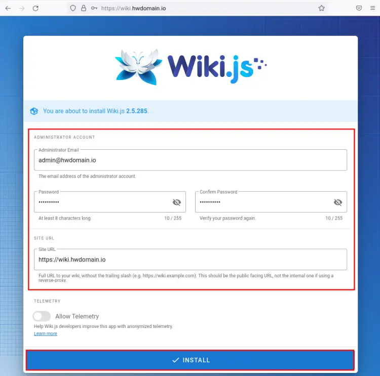 install wiki.js