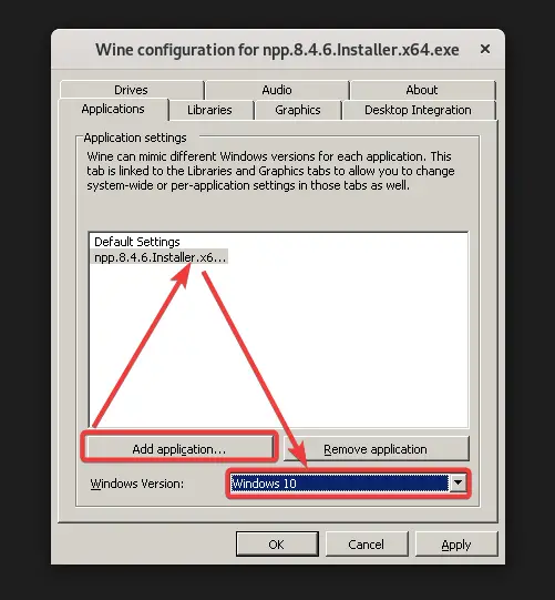 application settings