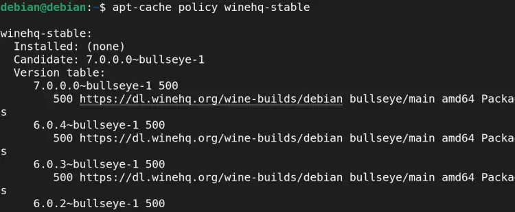 check the apt cache
