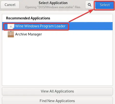 select "Wine Windows Program Loader"