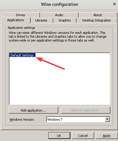 the default settings are used
