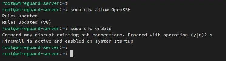 start enable ufw