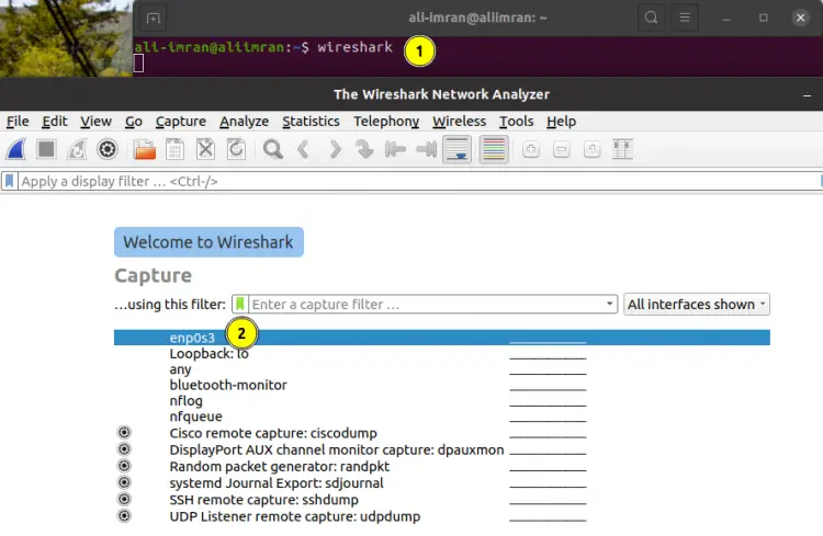launching Wireshark