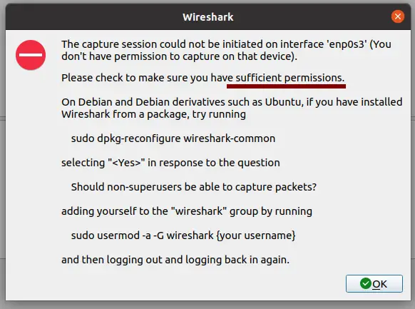 error launching Wireshark