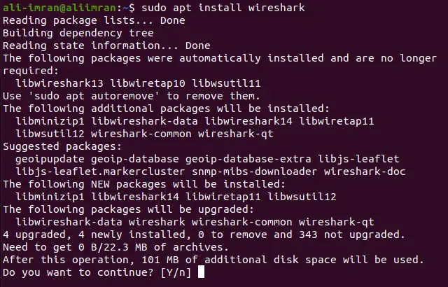 Installing wireshark by adding a new PPA 