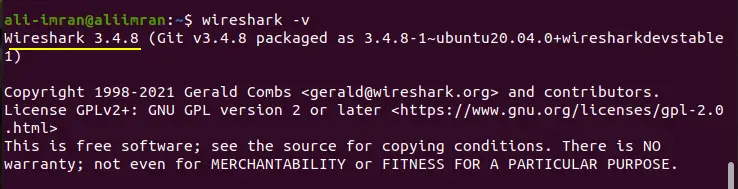 Wireshark version