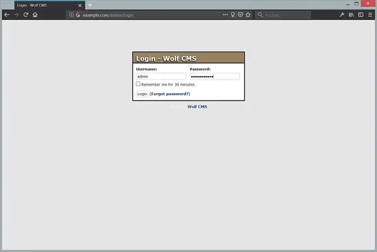 Log into Wolf CMS