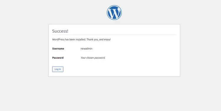 WordPress Installation successful