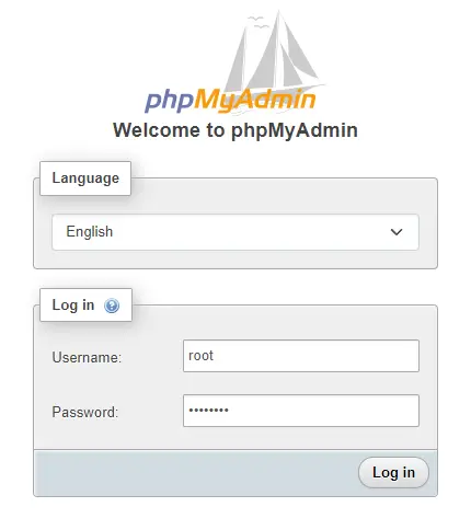 phpMyAdmin Login Page