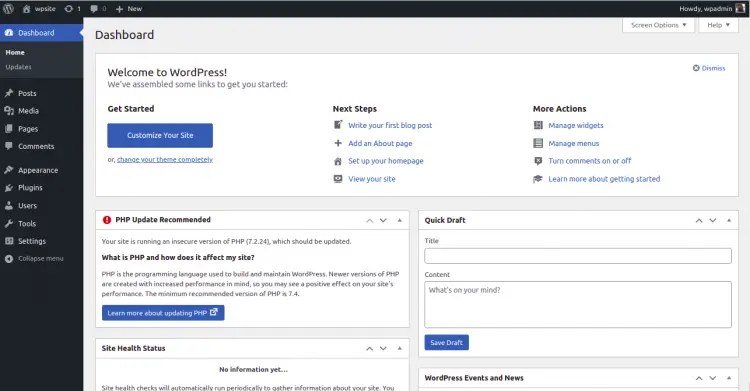 WordPress Dashboard