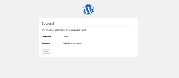 WordPress installed successfully