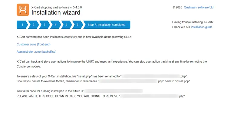x-Cart Installation successful