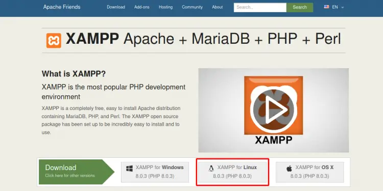 Xampp install