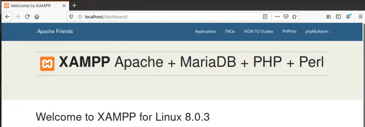 XAMPP test page