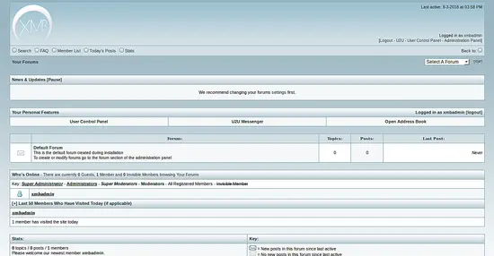 XMB Forum Admin Dashboard