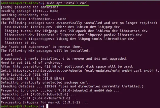 Install Curl on Ubuntu 20.04 system