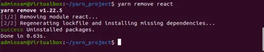 remove dependency or package using yarn