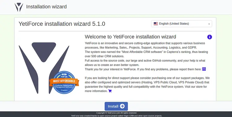 YetiForce Installation Wizard