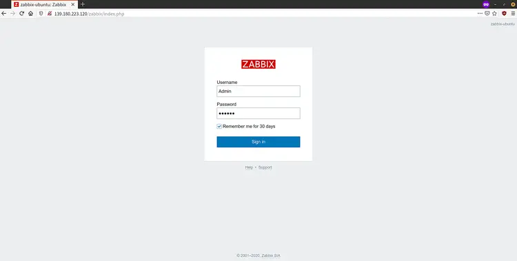 Zabbix login