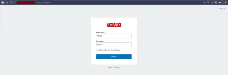 Zabbix Login Page