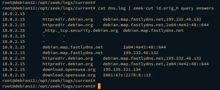 using zeek-cut