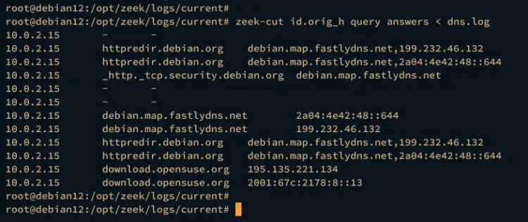 using zeek-cut