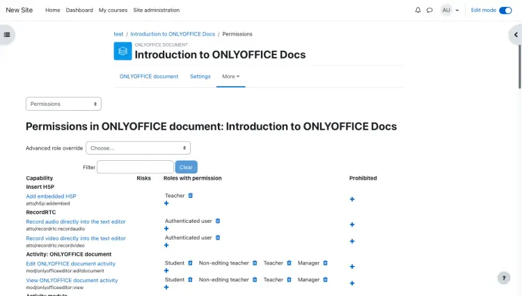 Configure activity permissions