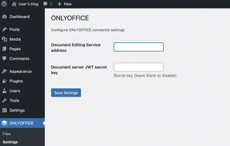 ONLYOFFICE WP Settings