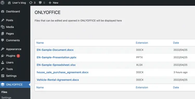 ONLYOFFICE Files Page