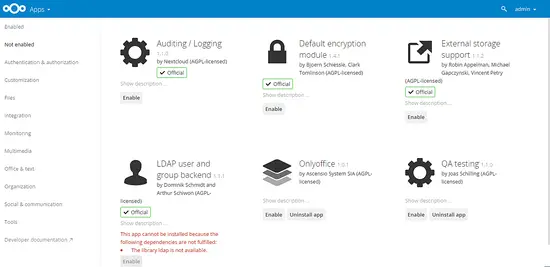 NextCloud apps