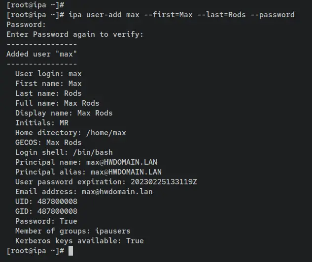 create freeipa user max