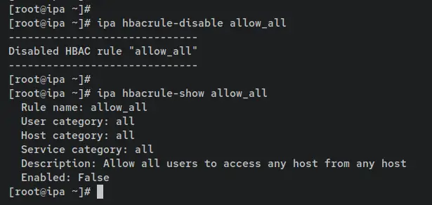 disable default HBAC rule