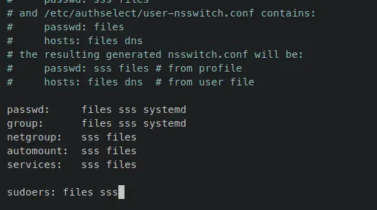nsswitch sudoers