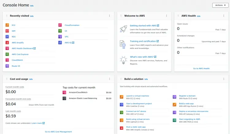 The new Console Home page