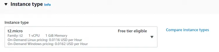 Selecting instance type.