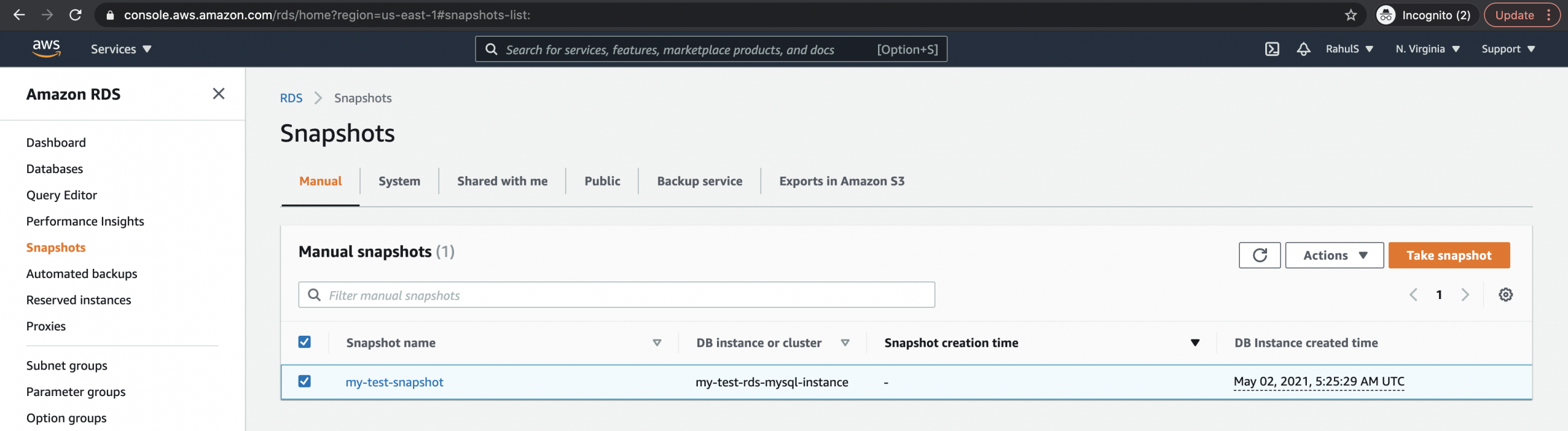 How to manage an AWS RDS instance using awscli