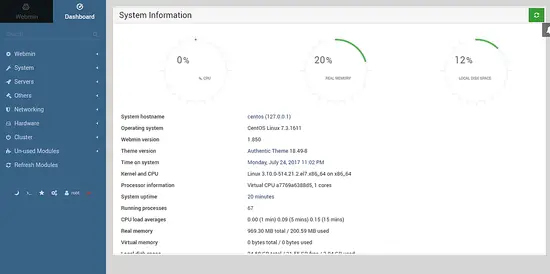 Webmin system information