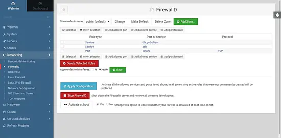 Manage Firewall with Webmin