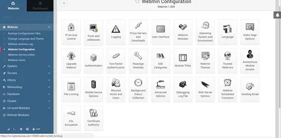 Configure Webmin