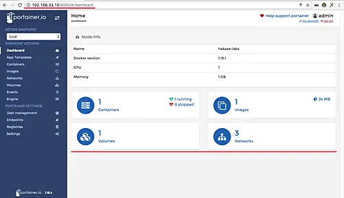 Portainer Admin dashboard