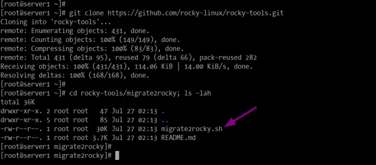 Download Rocky Linux migration script