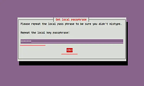 Repeat lokal-key passphrase