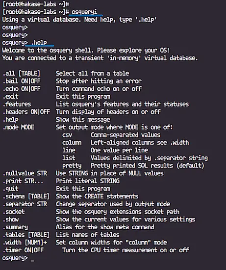 using osqueryi command