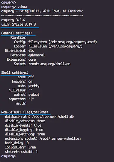 Show osquery configuration