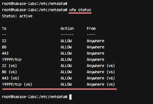 UFW Firewall status