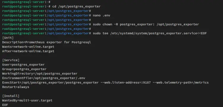 configure postgres exporter