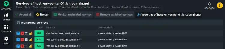 The automated service discovery found three vms