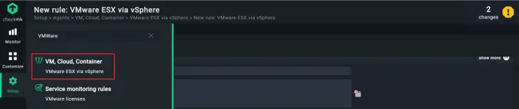 VMware rule in Checkmk