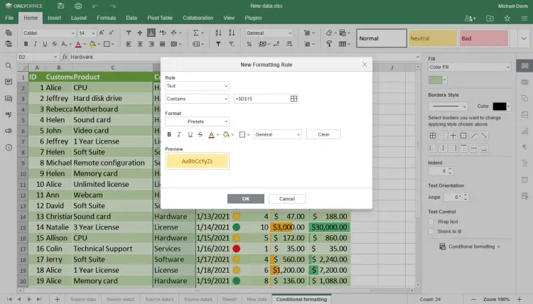 Conditional Formatting in ONLYOFFICE