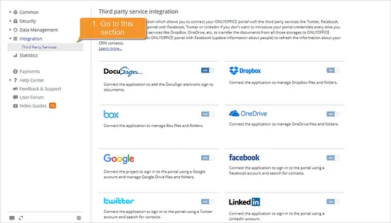 Open Third Party Services Settings